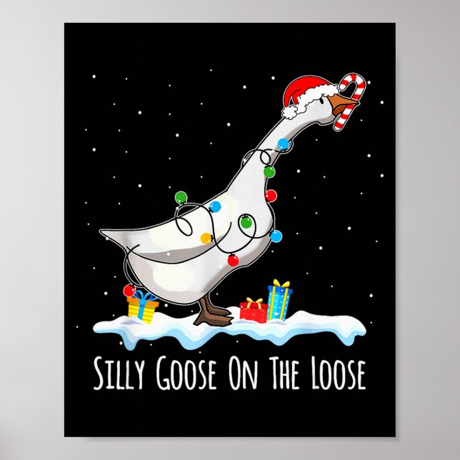 Poster Cute Funny Santa Duck Silly Goose On The Loose Chr (Frente)