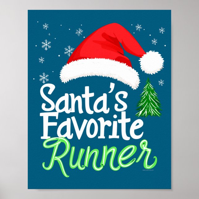Poster Cute Funny Santa's Favorite Runner Christmas Run H (Frente)