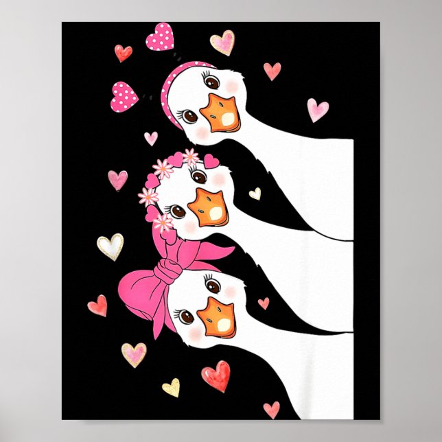 Poster Cute Funny Valentine Silly Gooses Heart Love Match (Frente)