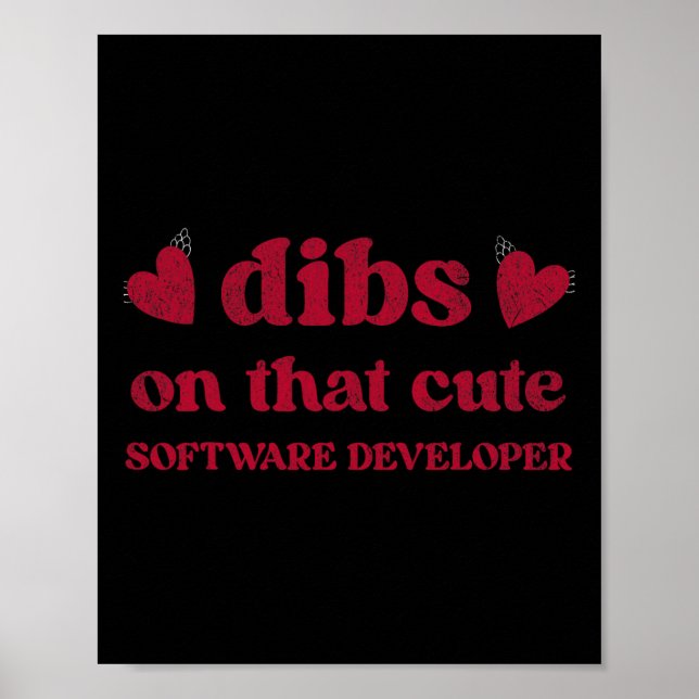 Poster Cute Funny Valentine's Day Software Developer Wome (Frente)
