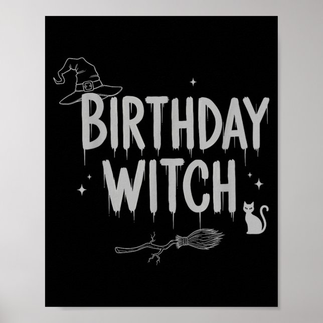 Poster Cute Funny Witch Witchy Birthday Witches Happy Wom (Frente)