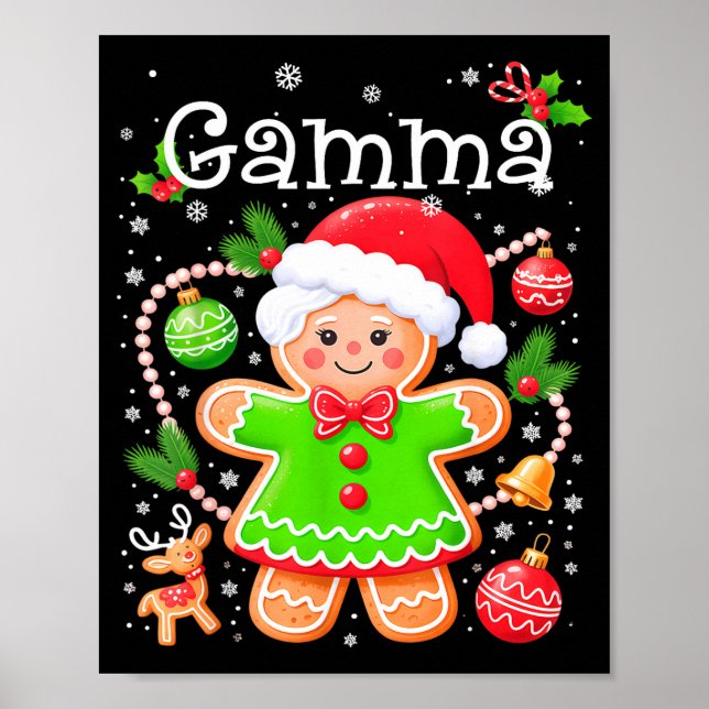 Poster Cute Gamma Gingerbread Family Matching Christmas C (Frente)