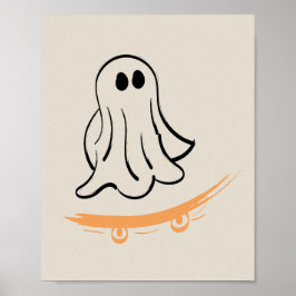 Poster Cute ghost on skateboard