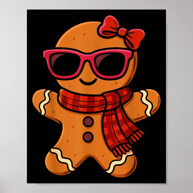 Poster Cute Gingerbread Christmas For Women Girls Xmas  (Frente)