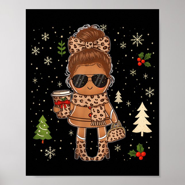 Poster Cute Gingerbread Christmas Snow Xmas For Men Women (Frente)