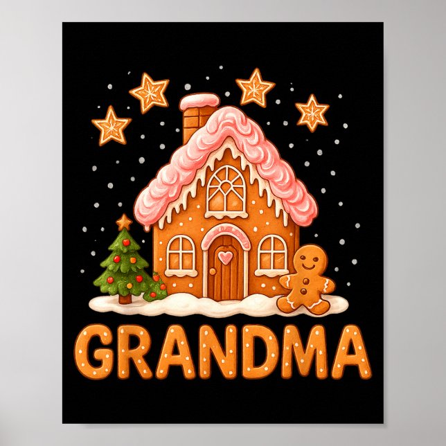 Poster Cute Gingerbread Grandma Merry Christmas Funny  (Frente)