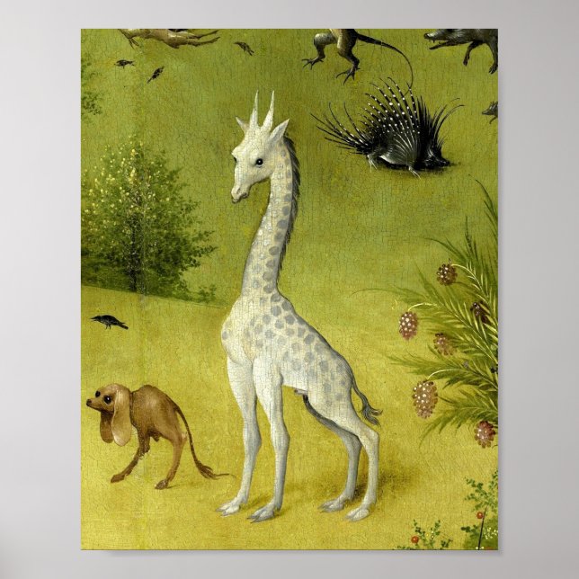 Poster Cute Giraffe Garden Earthly Delights By Bosch (Frente)