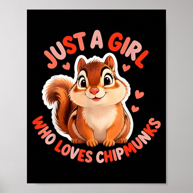 Poster Cute Girl Loves Chipmunks Costume Kids Boys Girls  (Frente)