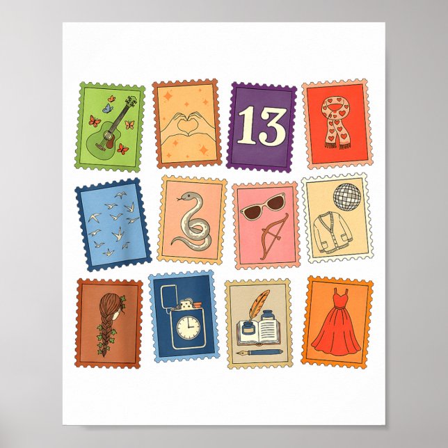 Poster Cute Girly Christmas Pajama Music Album Stamp Aest (Frente)