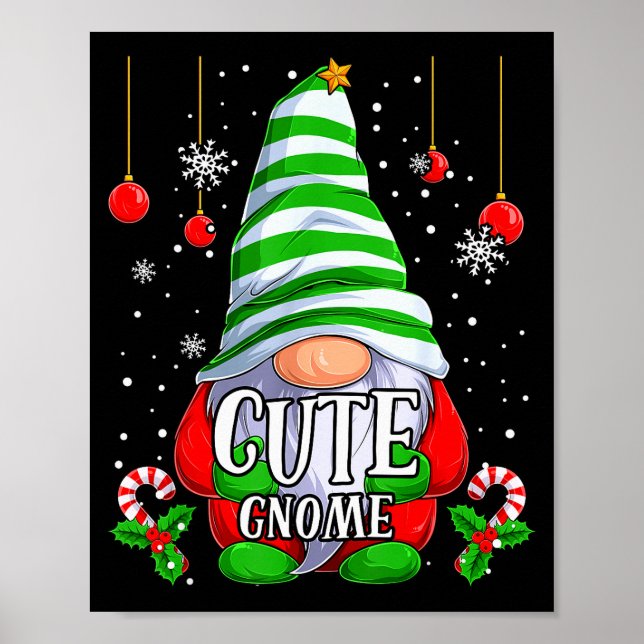 Poster Cute Gnome Christmas Pajamas Matching Family Group (Frente)
