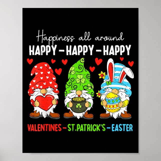 Poster Cute Gnome Happy Valentines St Patricks Easter Hol (Frente)