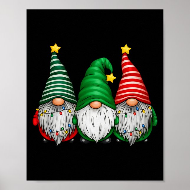 Poster Cute Gnomes Merry Christmas Light Family Gnome Xma (Frente)