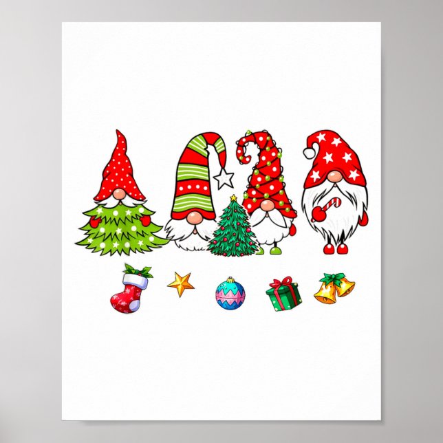 Poster Cute Gnomes Merry Christmas Light Family Gnome Xma (Frente)