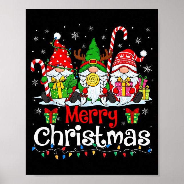 Poster Cute Gnomes Merry Christmas Light Family Gnome Xma (Frente)