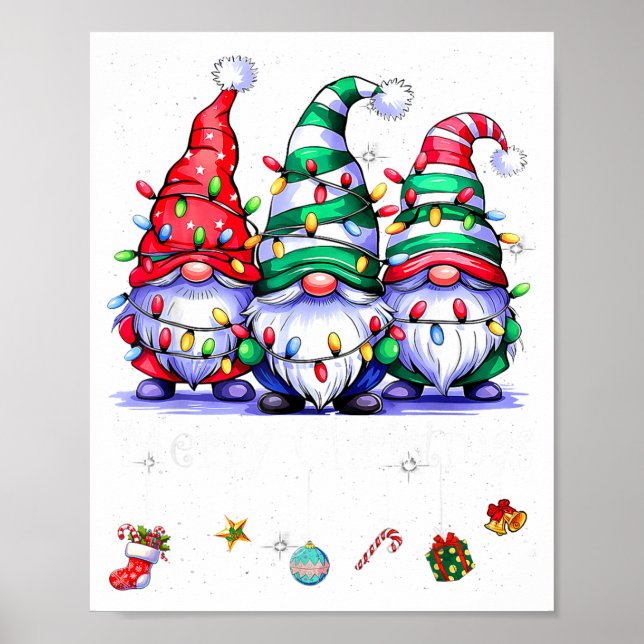 Poster Cute Gnomes Merry Christmas Light Family Gnome Xma (Frente)