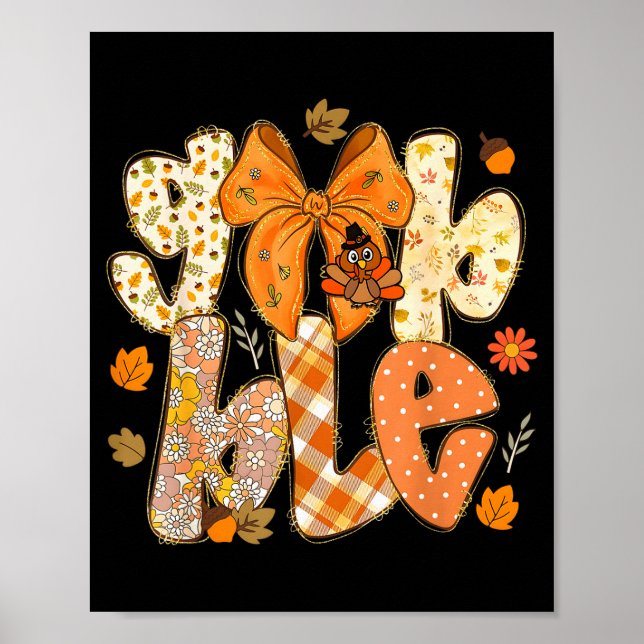 Poster Cute Gobble Gobble Turkey Lgrim Little Boys Thanks (Frente)