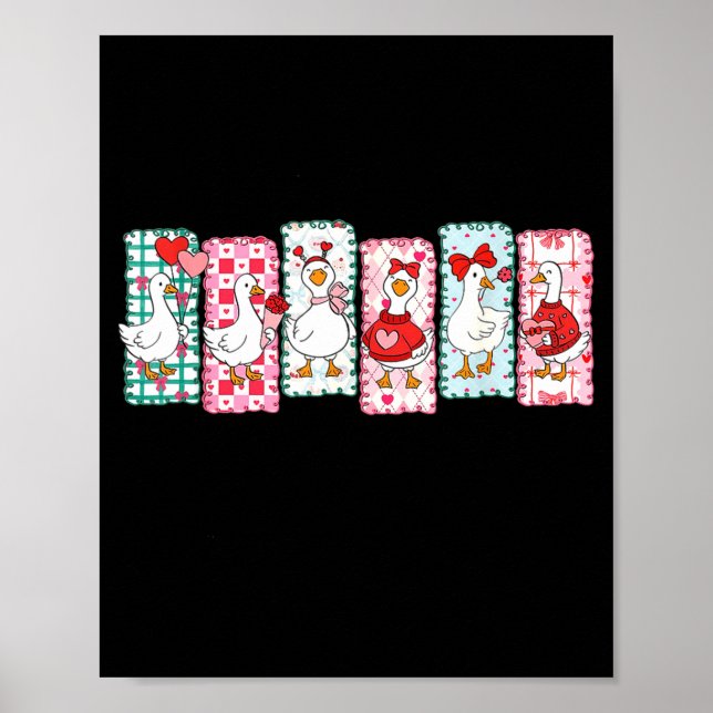 Poster Cute Goose Valentine Coquette,duck Funny Gift Tee  (Frente)