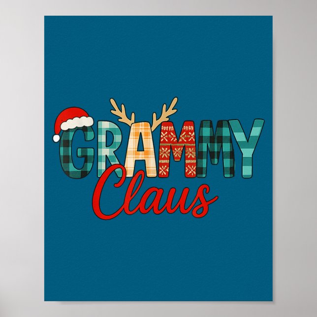 Poster Cute Grammy Claus Christmas For Grandma Santa Hat  (Frente)