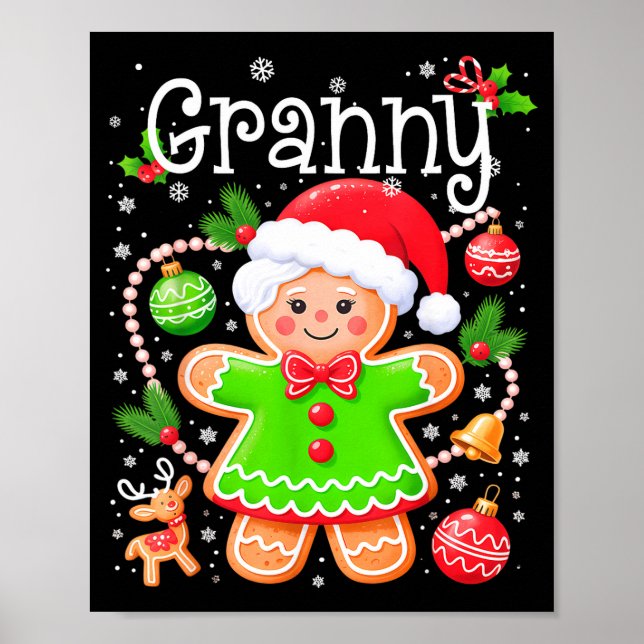 Poster Cute Granny Gingerbread Family Matching Christmas  (Frente)