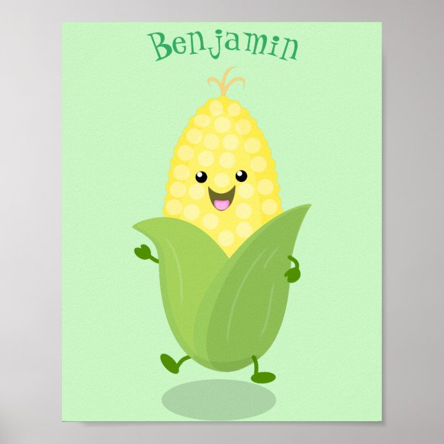 Poster Cute happy corn cartoon illustration (Frente)