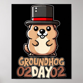Poster Cute Happy Groundhog Day February 2nd Phils Holida