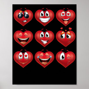 Poster Cute Heart Emojis Gift Valentines Day Emoji