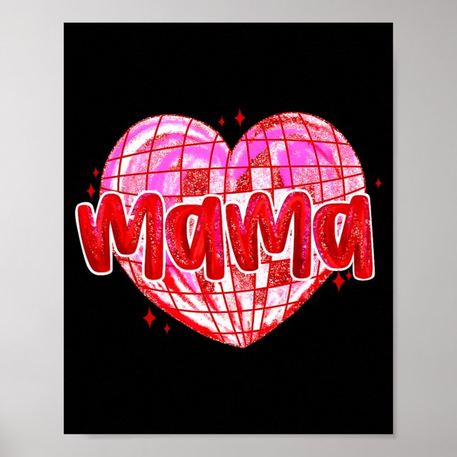 Poster Cute Heart Mama Valentines Day Mom Wife  (Frente)