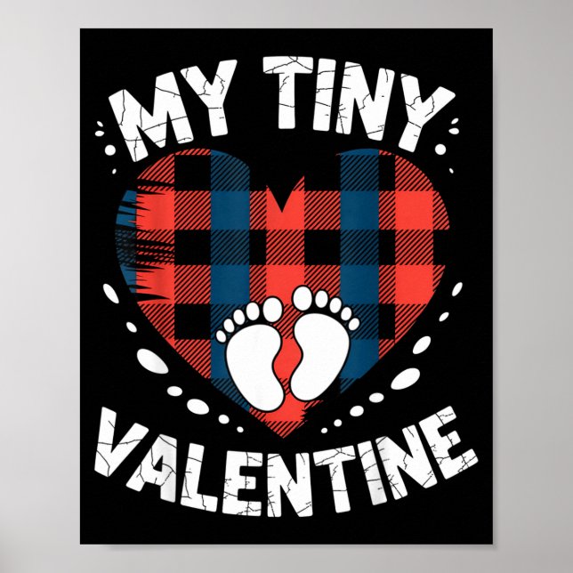 Poster Cute Heart My Tiny Valentine Pregnancy Announcemen (Frente)