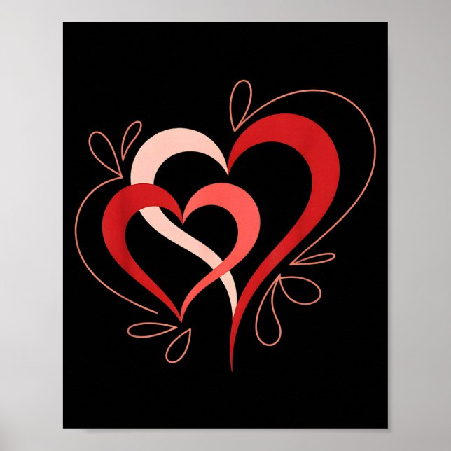 Poster Cute Hearts In Love Couples Valentine Day Pajamas  (Frente)