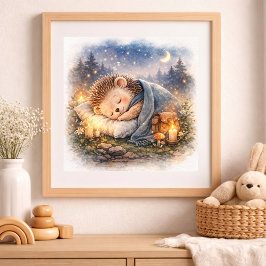 Poster Cute Hedgehog Dormindo Crianças 