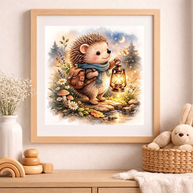 Poster Cute Hedgehog e Lanterna Kids  (Criador carregado)
