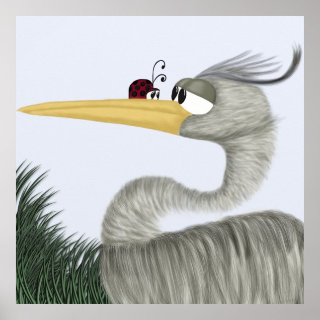 Pôster Cute Heron e Ladybug (Frente)