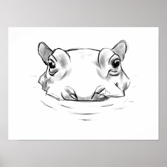 Poster Cute hippo drawing (Frente)