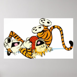 Poster Cute Hobbes Rindo no chão Trabalho de arte Arts P