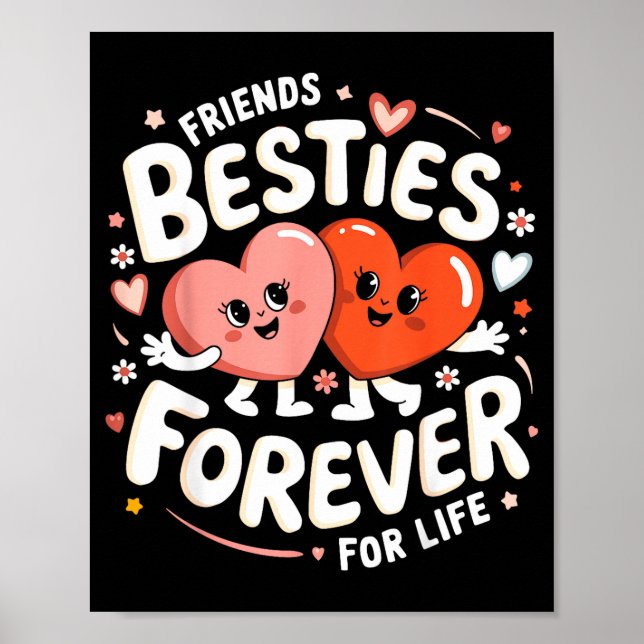 Poster Cute Ies Forever Hearts Friendship Girls Valentine (Frente)