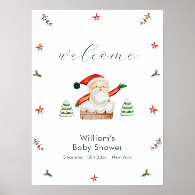 Poster Cute It's Cold Outside Santa Baby Shower Welcome  (Frente)