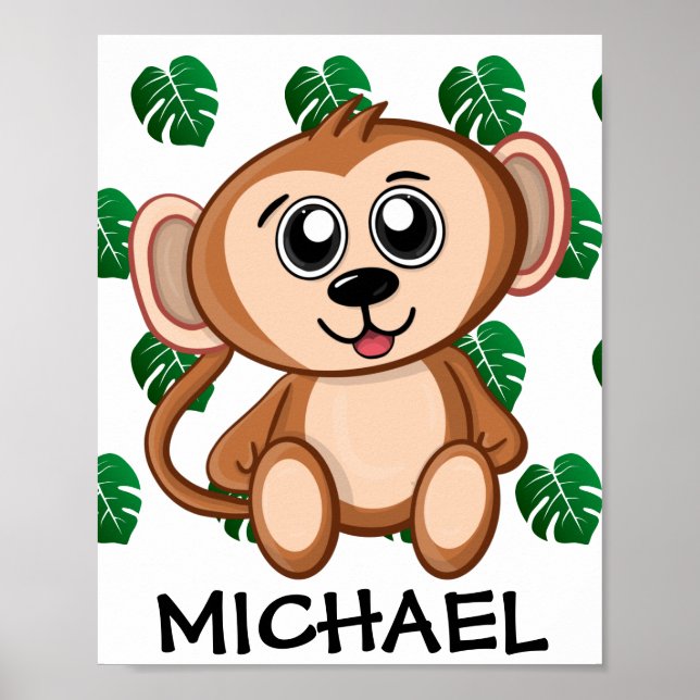 Poster Cute Jungle Safari Monkey Animal Kids (Frente)