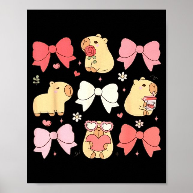 Poster Cute Kawaii Animals And Nk Coquette Bows Aesthetic (Frente)