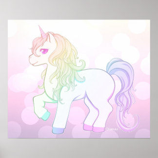 Poster Cute kawaii arco-íris de cor unicórnio