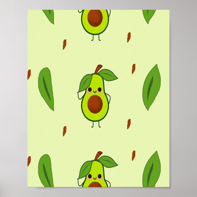 Poster Cute kawaii avocado (Frente)