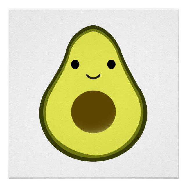 Pôster Cute Kawaii Avocado (Frente)
