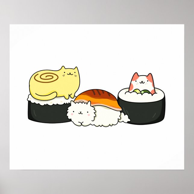 Poster Cute Kawaii Cat-lifornia Sushi Roll (Frente)