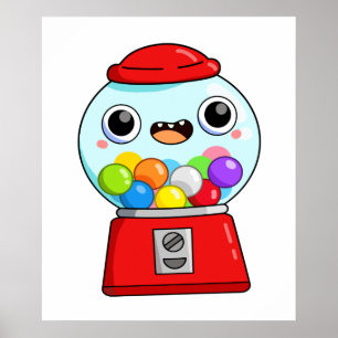 Poster Cute Kawaii Gumball Machine