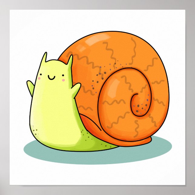 Poster Cute Kawaii Happy Snail (Frente)