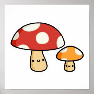 Poster Cute Kawaii Mushroom