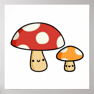 Poster Cute Kawaii Mushroom