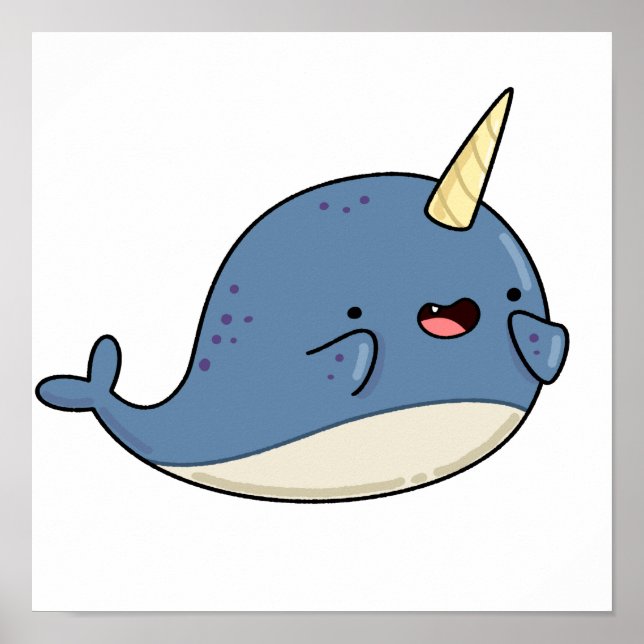 Poster Cute Kawaii Narwhal (Frente)