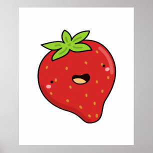 Poster Cute Kawaii Strawberry