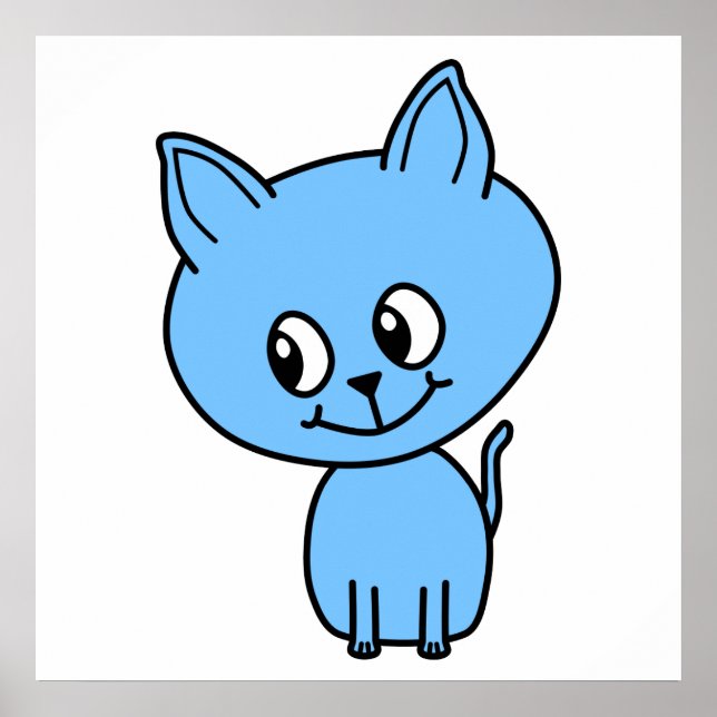 Poster Cute Kitten, in Blue. (Frente)