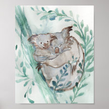 Cute Koala & Baby Watercolor